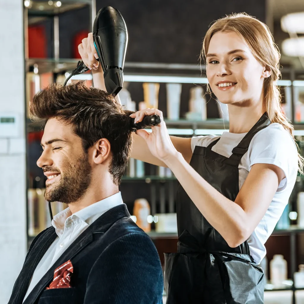 hairdresser and man