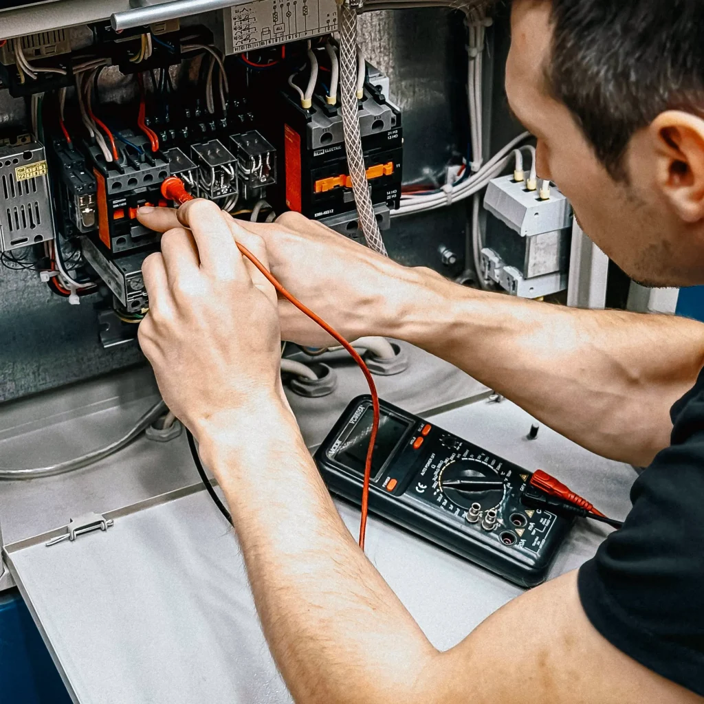 male electrician works